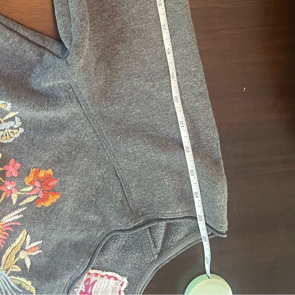 Johnny Was Charcoal Top with Vibrant Embroidery Crew - Picture 6 of 6
